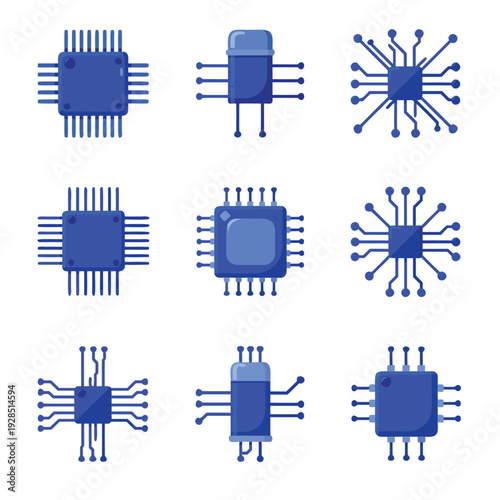 Collection of Microchip Icons.