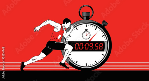 Athlete Sprinting With A Stopwatch Depicting Speed And Rapid Measurement