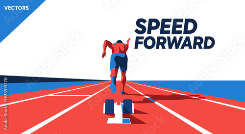 Athlete Sprinting Towards Victory on Red Track Representing Speed and Determination