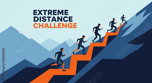 Athletes Engaging In The Ultimate Endurance Distance Challenge Against Mountain Scenery