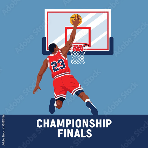 Athletic Basketball Player Scoring a Point, Slam Dunking During Championship Game