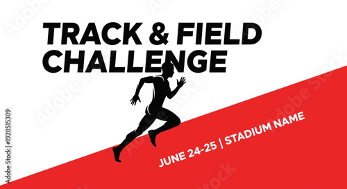 Athletic Competition Graphic Announcing A Track And Field Challenge Event With Athlete Silhouette