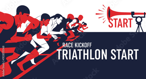 Athletic Competition Launching With Athletes Sprinting Towards The Race Commence In Vivid Colors