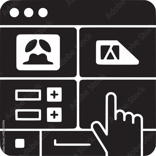 Modern app interface with hand selecting options for user interface development and business workflow