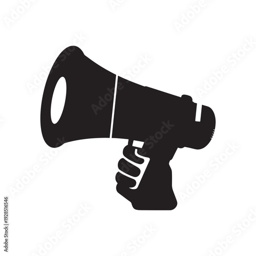 Hand Holding Megaphone Silhouette Vector Illustration