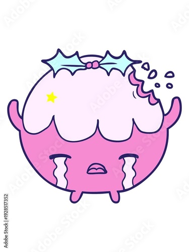 Wallpaper Mural twinkling stars effect animation of cartoon christmas pudding crying Torontodigital.ca