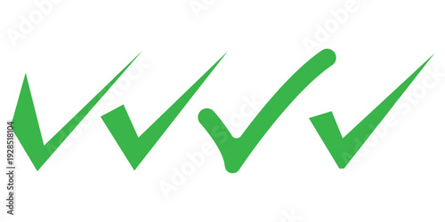 Three green checkmarks on a white background