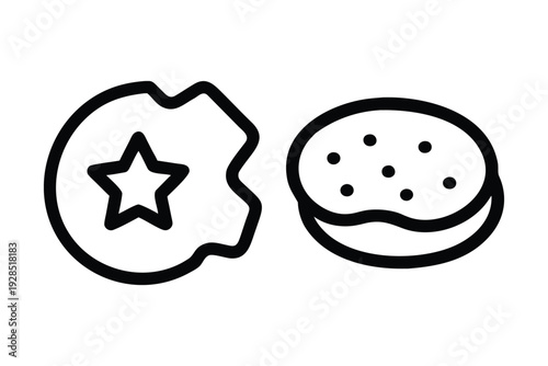 Cookies Vector Icons Set, Delicious Biscuit Illustration