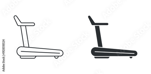 Treadmill icon set, home gym cardio machine symbol, fitness equipment vector illustration