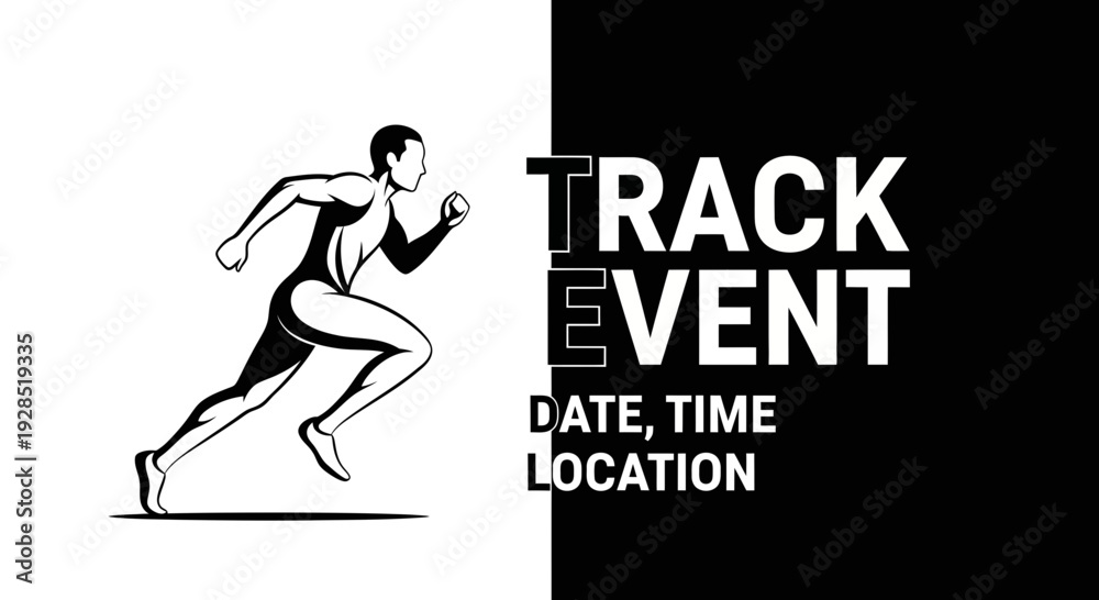 Fototapeta premium Athletic Track Event Advertisement In Bold Typography With An Agile Runner Silhouette