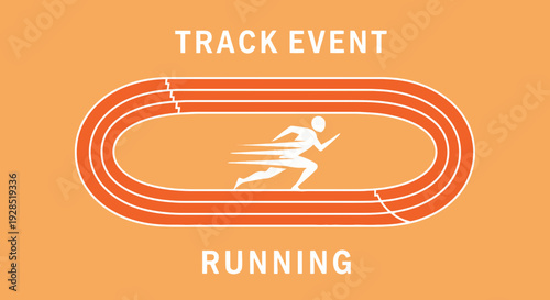 Athletic Track Event Illustration Depicting Runner Sprinting on Oval Running Circuit