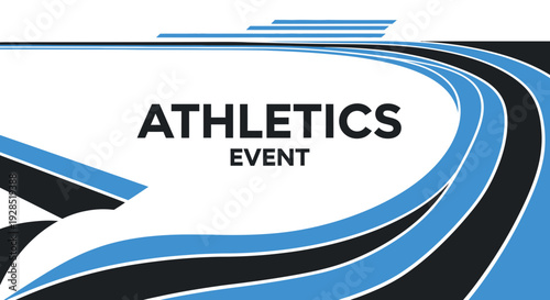 Athletics Event Design Featuring Blue and Black Curved Lines, Great For Advertising