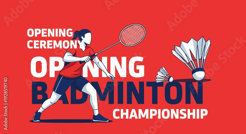Badminton Championship Opening Ceremony: Energetic Illustration Depicting a Sports Tournament