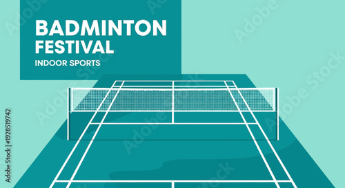 Badminton Festival Illustration: Vibrant Indoor Sports Event Design for Promotion