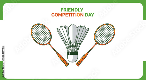 Badminton Icon Depicting Friendly Competition Day Celebration In Flat Design Style