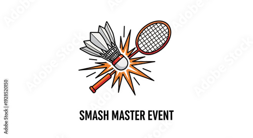 Badminton Smash Illustration Depicting Active Game With Shuttlecock and Racket Graphic