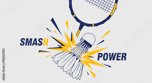 Badminton Smash: Energetic Graphic Depicting Sporty Action and Athleticism
