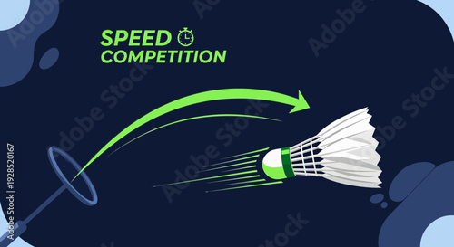 Badminton Speed Competition Concept Depicted With Shuttlecock And Graphic Design