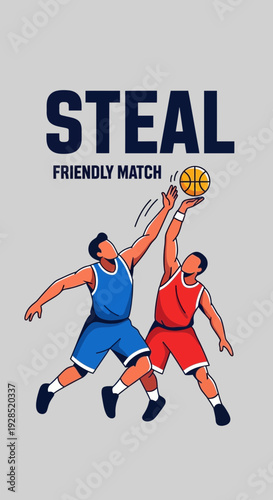 Basketball Action: Friendly Game Showcasing Steal, Defense, and Athleticism in Competition