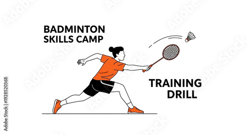 Badminton Training Drill Illustration Depicting Skills Camp And Active Lifestyle