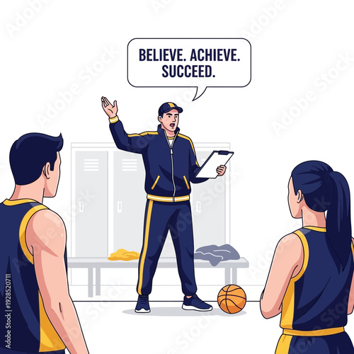 Basketball Coach Instilling Motivation: Teamwork, Strategy, and Pursuit of Success, a Positive