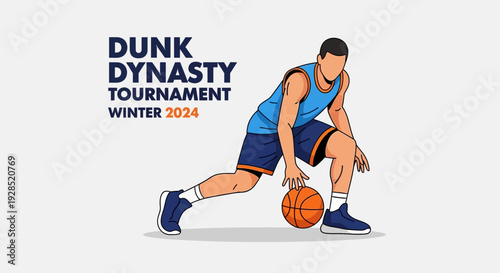 Basketball Player Dribbling, Artwork Promoting Dunk Dynasty Tournament Winter 2024