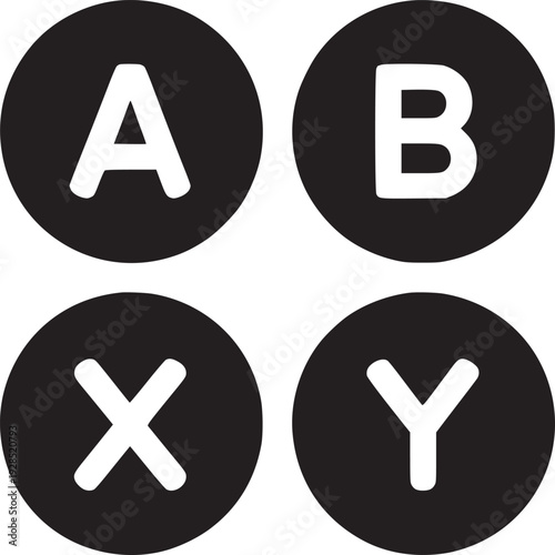 Obraz na płótnie Gaming controller buttons A B X Y in bold black and white for modern digital des