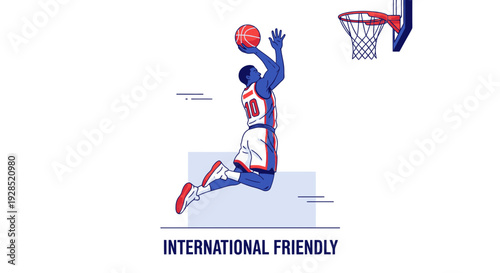 Basketball Player Performing a Jump Shot Depicted in a Modern and Friendly Illustration
