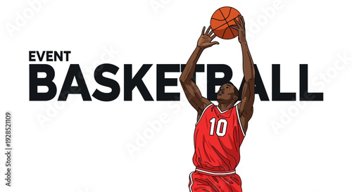 Basketball Player Shooting the Ball with Intense Focus and Ready for Event Competitions