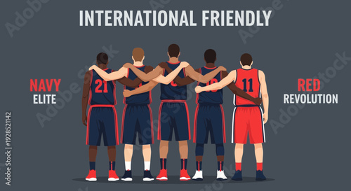 Basketball Players Embrace, Showing Team Spirit And The Meaning Of International Friendly