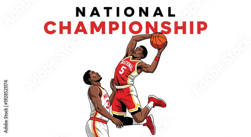 Basketball Players Competing During National Championship Game Illustration