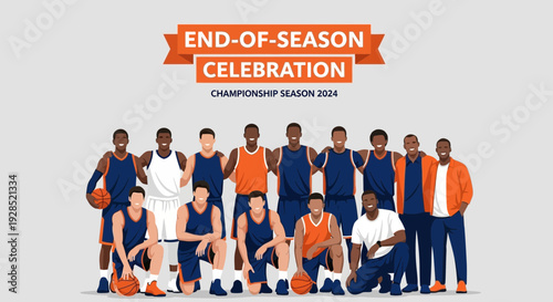 Basketball Team Celebration: Championship Season 2024 End Of Season Achievement
