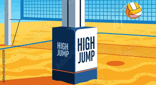 Beach Volleyball Game Action: High Jump with Stunning Visuals and Dynamic Sport Scenes