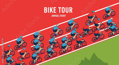Bike Tour Illustration: Dynamic Composition Capturing the Essence of Annual Cycling Event
