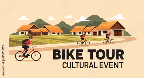 Bike Tour In Cultural Village Depicting Leisure Activities And Cultural Event