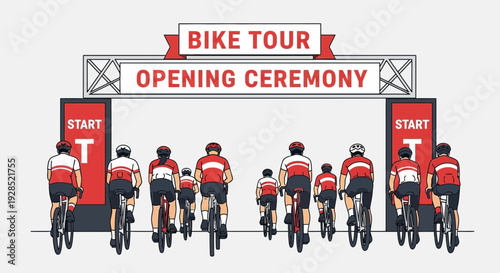 Bike Tour Opening Ceremony Depicts Cyclists Ready For Adventure And Competition