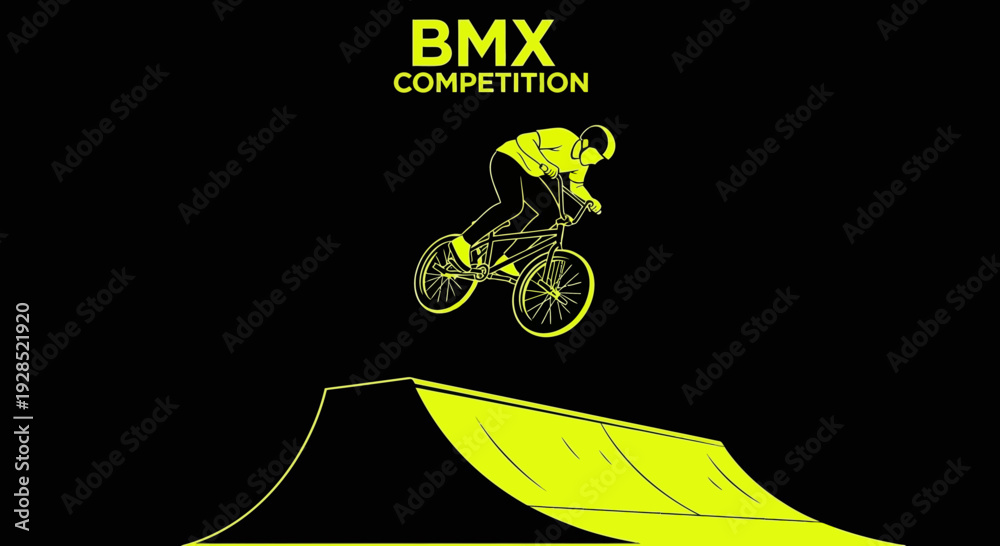 Fototapeta premium BMX Competition Silhouette: Dynamic Action of A Rider Performing A Stunt in Sport