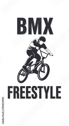 BMX Freestyle: A Dynamic Black and White Illustration of Extreme Cycling Sport Adventure
