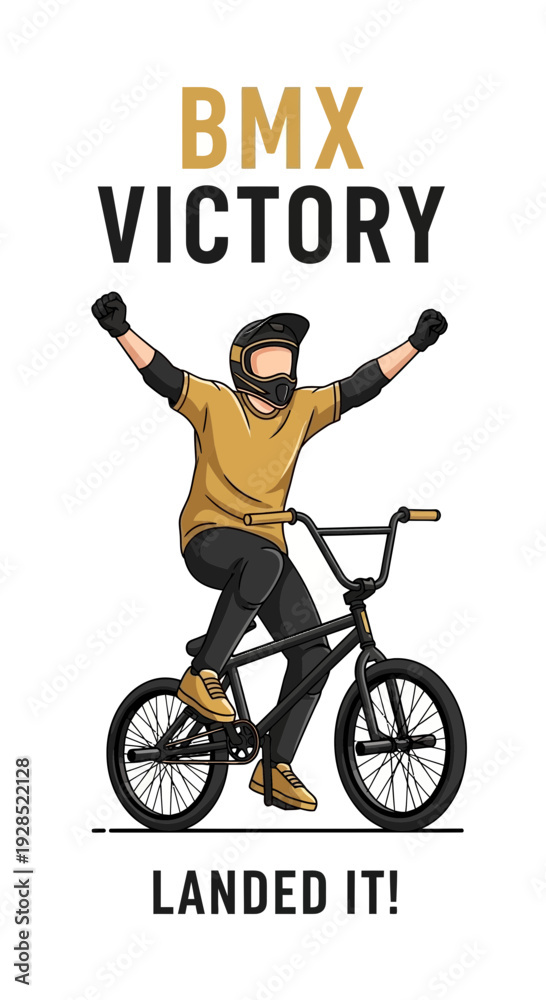 Obraz premium BMX Rider Celebrating Victory After Landing a Stunt, Embracing the Thrill of the Ride