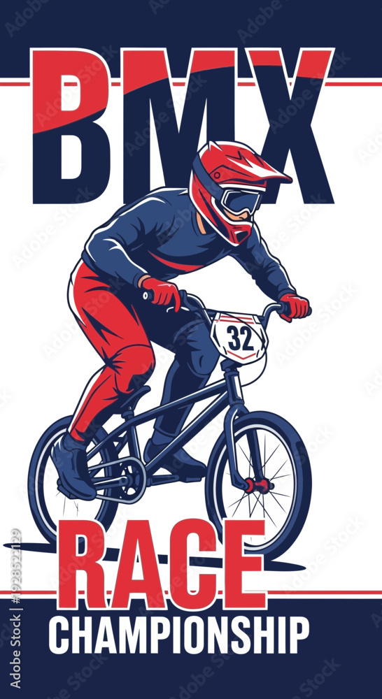 Fototapeta premium BMX Racer Executes a Stunt in a High-Energy Championship Competition Illustrative Design