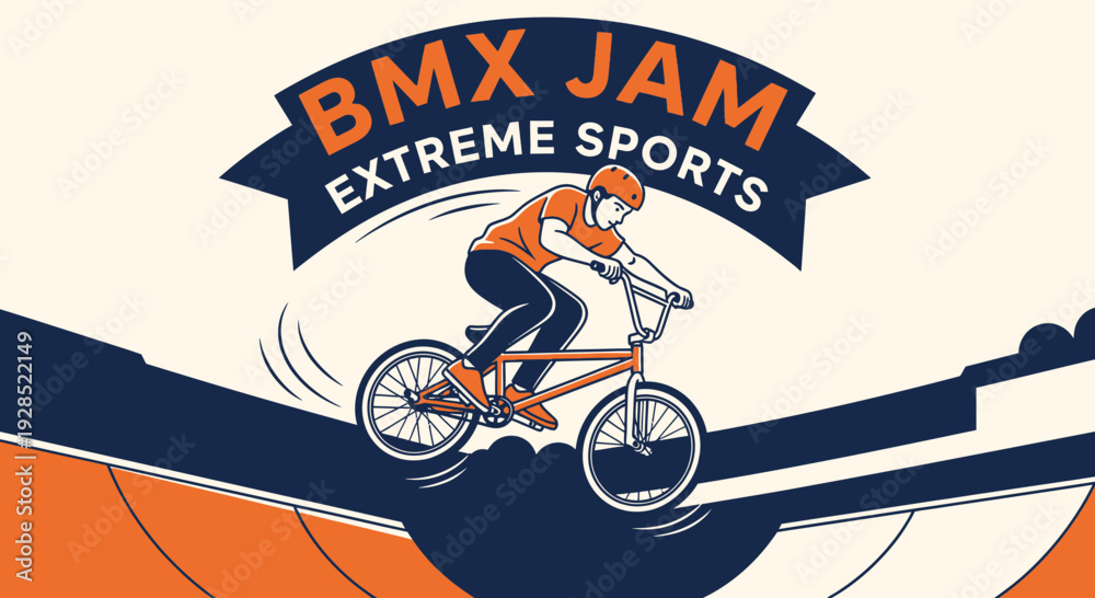 Naklejka premium BMX Jam Extreme Sports Championship Featuring Dynamic Action and Bold Graphic Design