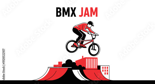 BMX Jam Featuring Bold Graphic Illustration Of A Biker Performing A Stunt