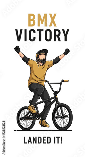 BMX Rider Celebrating Victory After Landing a Stunt, Embracing the Thrill of the Ride