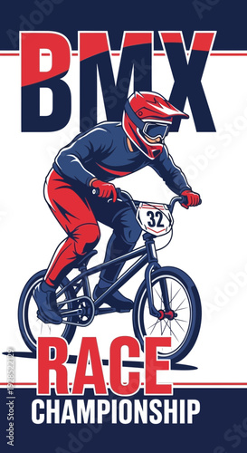 BMX Racer Executes a Stunt in a High-Energy Championship Competition Illustrative Design