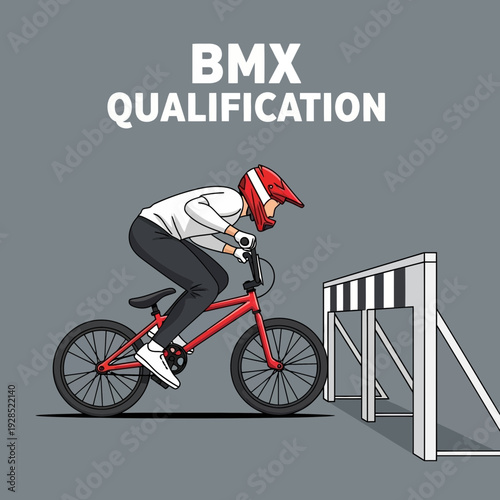 BMX Rider Competes in Qualification Race Over a Designated Obstacle Course Obstacle