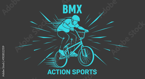 BMX Rider in Action on a Bicycle Depicted in a Stylish and Energetic Illustration