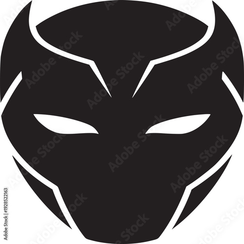 Striking black panther mask logo design symbolizing power, mystery, and courage for branding