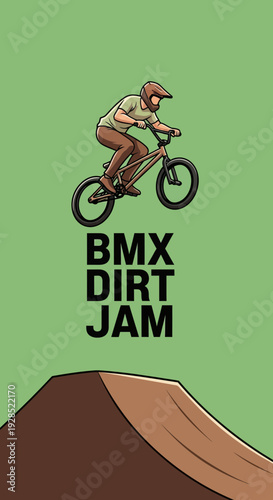 BMX Rider Executes Extreme Stunt Over Dirt Ramp During Competitive Jam Session Action