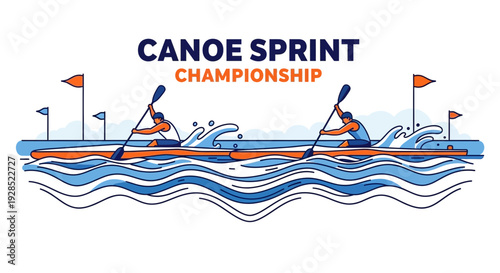Canoe Sprint Championship Depicting Two Athletes Racing Across The Water Surface