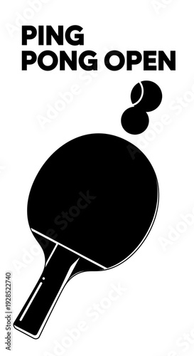 Bold Ping Pong Open Icon Featuring Paddle And Ball Silhouette For Sports Branding